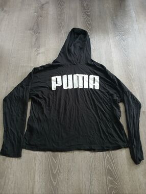 Puma Black Hoodie Top with White Logo